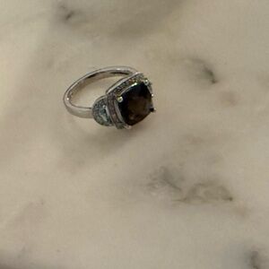 Elegant Silver Ring with Dark Stone